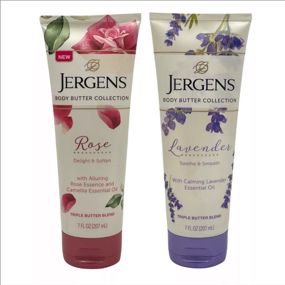 Jergens Rose & Lavender Set Triple Body Butter Collection 7 oz Essential Oil